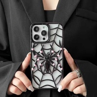 Coque de téléphone toile d'araignée pour iphone 17 Pro Max noir brillant 3D en forme d'araignée coque de téléphone portable refroidissement pour TECNO Spark Go 2023