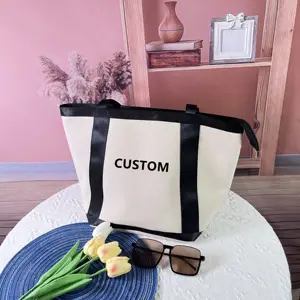 Custom Printed Waterproof recycled Canvas Tote Beach Bag Hemp Cotton Shopping Sublimation Supplier White Black Crossbody