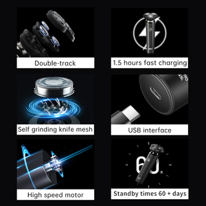 Afeitadora Eléctrica para Hombre <span class=keywords><strong>con</strong></span> Cabezal Magnético y Motor de Alta Velocidad de 9000 RPM <span class=keywords><strong>con</strong></span> Carga Rápida Tipo C para <span class=keywords><strong>Afeitado</strong></span> Inalámbrico - Product Image 4