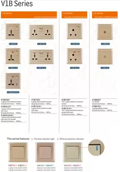 Multifunctional 5 Pin Switched Electric Light Acrylic Wall Power Electric Socket and Switch Universal Socket