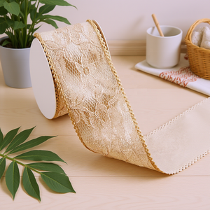 ديبيشير HD015 خمر طبقة مزدوجة الدانتيل حزام الثلج قبعة القش صندوق هدايا القوس DIY إكسسوارات الشعر - Product Image 6