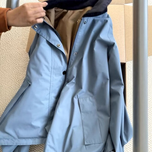 Veste décontractée réversible à col châle rétro <span class=keywords><strong>bleu</strong></span> pour femmes Real Shot, manteaux courts coupe-vent d'hiver, <span class=keywords><strong>trench</strong></span>-coat, vêtements d'extérieur - Product Image 4