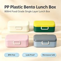 Boîte à lunch simple couche en PP, boîte de conservation alimentaire réutilisable en plastique, boîte bento anti-fuite compatible micro-ondes pour le travail, les activités extérieures et l'école