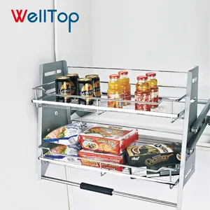 Welltop Stainless Steel Cabinet Accessories Lifting Pull Basket Shelf VT-09.010