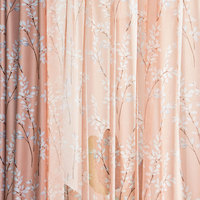 Rideaux à plis froncés imprimés motif branche de saule, rose poudré, semi-occultants, pour chambre et bureau, style américain, vente en gros par rouleau