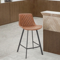 Tabouret de bar moderne et élégant avec structure en fer, stable et durable, siège en cuir pour chambre, salon, bar à domicile