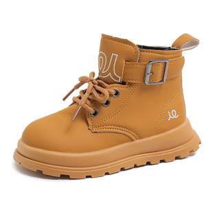 Bottes pour enfants printemps-automne 2025, nouveau style britannique, garçons noir, filles jaune, cuir synthétique, profil bas, semelle souple - Product Image 5