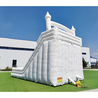 Château gonflable commercial en PVC tout blanc, double piste, avec toboggan gonflable et glissière pour fête d'enfants