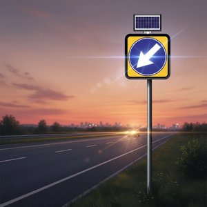 Señal de Tráfico Reflectante con Energía Solar de 60 x 60 cm, Flecha Direccional de 'Vaya a la Izquierda' para Uso en Carreteras - Product Image 3