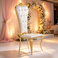 Chaise de salle à manger Luoweisen de luxe en acier inoxydable doré, dossier haut, avec cristaux, pour mariages, banquets et événements, idéale pour hôtels et restaurants