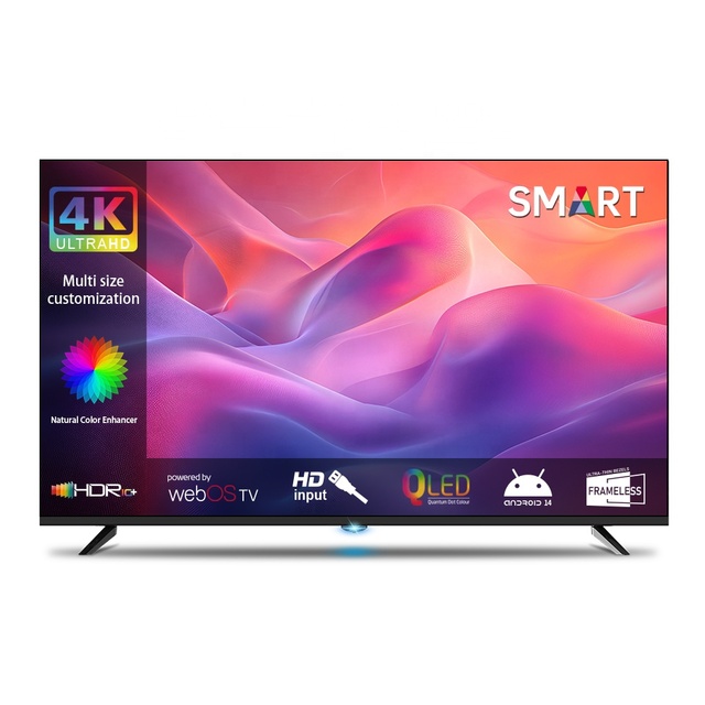 OEM ODM Android 19 24 32 40 43 50 Inch Black LED Hotel TV 4K UHD Resolution LAN Interface 32 Inch Smart HDTV
