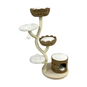 Tour d'escalade <span class=keywords><strong>pour</strong></span> <span class=keywords><strong>chat</strong></span> en bambou naturel tissé <span class=keywords><strong>à</strong></span> la main, avec plusieurs niveaux, <span class=keywords><strong>hamac</strong></span> et cachette <span class=keywords><strong>pour</strong></span> le jeu actif des félins - Product Image 2