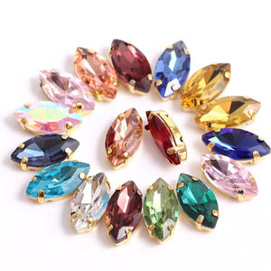 סיטוני גבישי נוצץ קריסטל מוזהב סיטוני אבני חן לתפור על אבני חן עבור בגדי diy קישוט בגד - Product Image 6