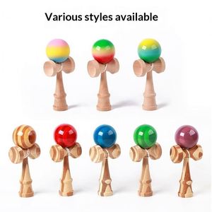Jouet Kendama en caoutchouc personnalisé, deux tons vert et jaune, jeu de dextérité classique pour enfants, pour jouer en plein air - Product Image 4