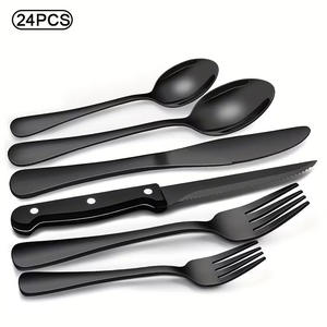 Cubertería de Metal de Lujo de la Serie Star Diamond, Cuchillo, Tenedor, Cuchara, Tenedor para Carne, Cuchara para Postre, Juego de 24/36 Piezas - Product Image 6