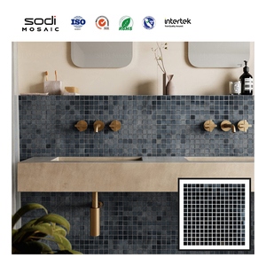 Piso de pared Interior Baño Hoteles disponibles Moderno 327*327mm Serie negra Azulejos de mosaico de vidrio cuadrado Piastrelle a Mosaico <span class=keywords><strong>Nere</strong></span> - Product Image 1