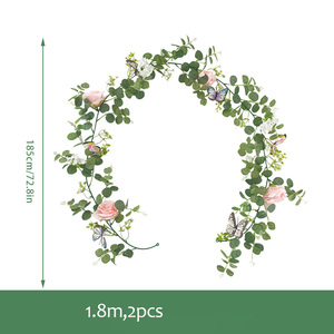 Enredaderas de Rosas Artificiales de 1.85 m, Flores de Rosa Colgantes de Seda para Decoración de Jardín, Hogar y Exteriores - Product Image 6