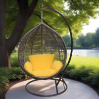 Fauteuil suspendu en rotin toutes saisons, une place, avec coussin amovible pour jardin et terrasse – Offre spéciale