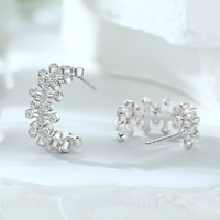 Guirlande de boucles d'oreilles en argent sterling 925 avec zirconium pour femmes