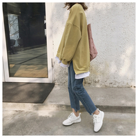Cardigan à capuche zippé en coton bouclette épais 380g, sans plis, coupe ample, épaules tombantes, couleur unie