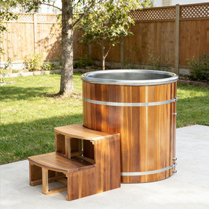 Sauna extérieur et bain froid en bois de cèdre rouge commercial avec système de refroidissement par chiller - Product Image 1
