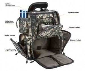 Sac à dos de pêche avec 4 plateaux, grand sac de rangement étanche pour matériel de pêche avec housse de protection contre la pluie et 4 boîtes à matériel – Échantillon gratuit - Product Image 2