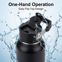 Bouteille d'eau isotherme à double paroi en acier inoxydable Jiahe 32oz (1 litre), anti-fuite, sans BPA, avec logo personnalisé, large ouverture.