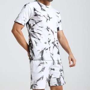 Two Piece Men's Casual Solid Breathable Eco-Friendly Lightweight Twin Set Short Sleeve <b>Top</b> Shorts Customized Color Option Summer - Product Image 6