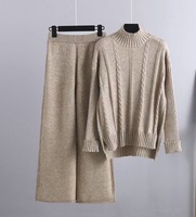 Femmes grande taille pull décontracté ensemble automne hiver deux pièces à la mode costume minceur pantalon ample nouveauté Style occidental tricoté