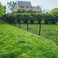 Panneau de clôture en aluminium noir de 4 pi x 6 pi, dessus plat, sans rouille, 3 rails avec barres verticales espacées uniformément, pour cour arrière, sécurité de la piscine