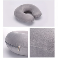 Couverture en Polyester de Couleur Unie PVC Gonflable en Forme de U Cou Oreiller Portable Avion Voyage Camping Oreiller Extérieur