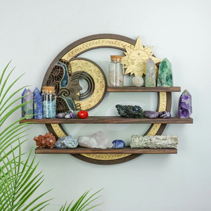Étagère personnalisée en bois avec cristaux de lune, cadeau sorcier, support à épices, armoire d'apothicaire, décoration pour chambre d'enfant et autel, de la meilleure usine - Product Image 2