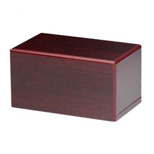 Urne funéraire pour animaux de compagnie en bois brun finition cerise, urne commémorative pour crémation avec design durable, capacité de 200 pouces cubes - Product Image 1
