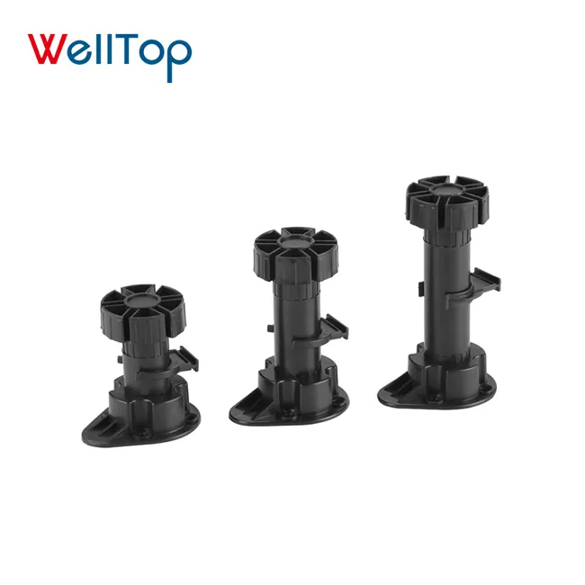 WELLTOP-patas de plástico ABS para muebles, pies niveladores de cocina, patas de plástico ajustables para muebles, color negro, 06.006