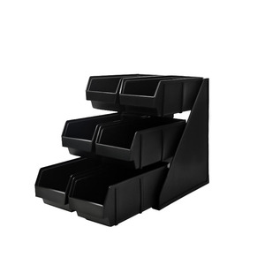 Caja de almacenamiento multifuncional de plástico con 2 compartimentos apilables con ganchos para organización de gabinetes de bar - Product Image 2