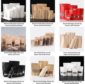 Phổ biến thủ công giấy Cookie kẹo hạt Snack cà phê bao bì thực phẩm đứng lên Túi giấy Kraft Nâu Túi Dây Kéo Túi với cửa sổ - Product Image 5