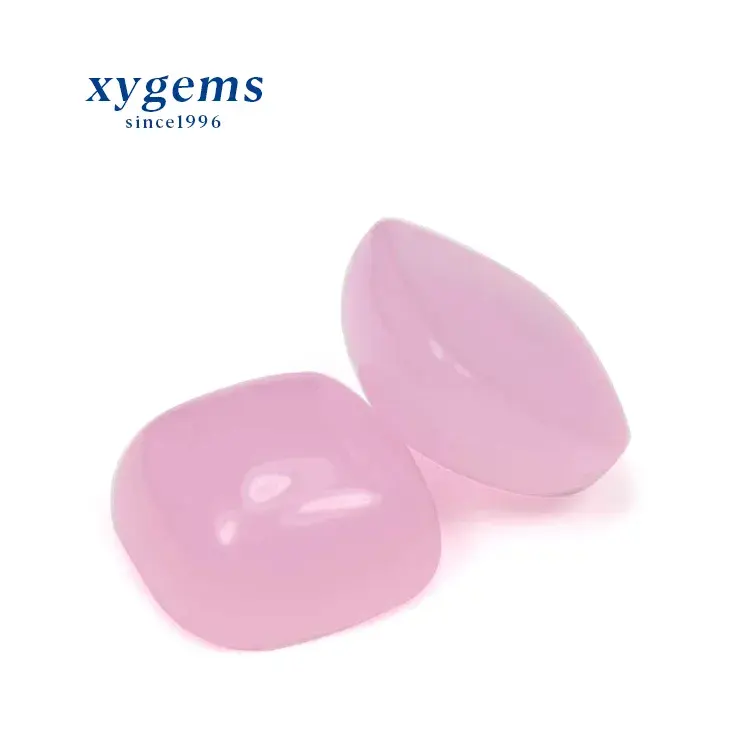 Los mejores cabujones sintéticos de fondo plano rosa de corte cuadrado piedras preciosas sueltas de vidrio