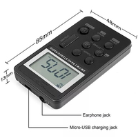 Récepteur radio de poche numérique FM AM avec batterie rechargeable, lampe de poche, écouteur en plastique, manuel japonais
