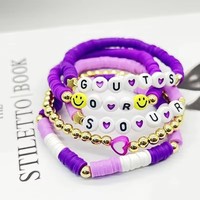 Bracelets d'amitié sur le thème violet 2024, Taylor Lover Eras Tour, cadeaux pour les fans de musique, ensembles de bracelets Swift en perles d'argile