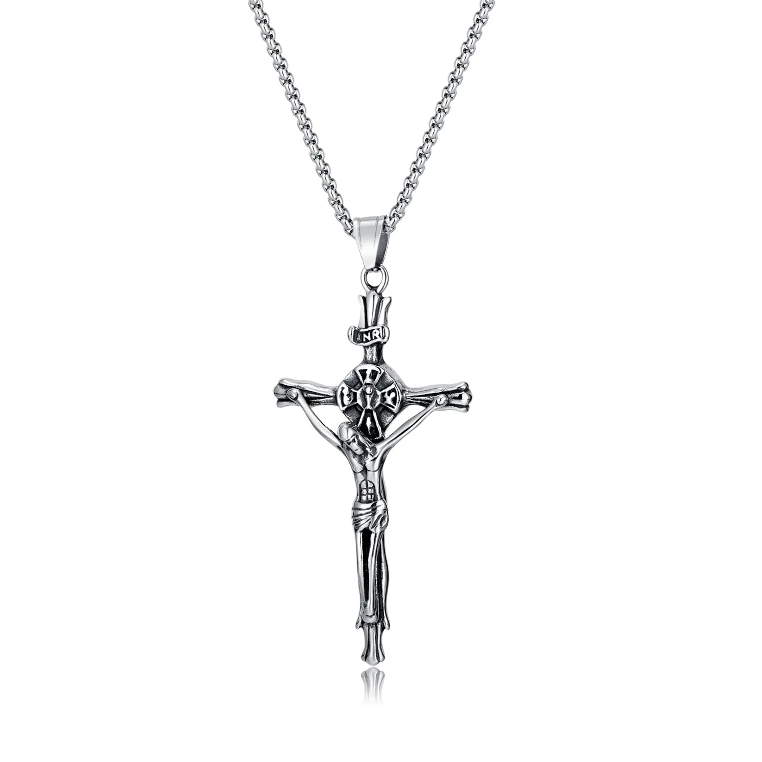 Jewelry wholesale fashion hip hop necklace Vintage Cross stainless steel necklaces for man