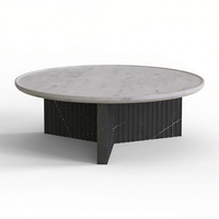 Table basse noire minimaliste moderne avec plateau en marbre pour petit salon, meubles de maison, table d'appoint