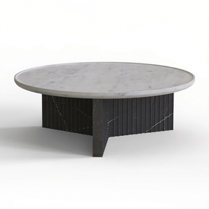 Modern Minimalist <b>Black</b> Coffee <b>Table</b> with Marble Top for <b>Small</b> Living Room Home Furniture Side <b>Table</b> - Product Image 1