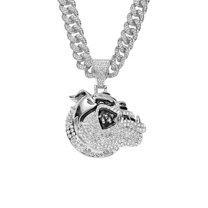 Nouveau Collier Pendentif Tête de Chien Hiphop Rap en Strass Plaqué Or pour Hommes, Bijoux de Mode en Alliage, Vente en Gros 2026 - Product Image 6