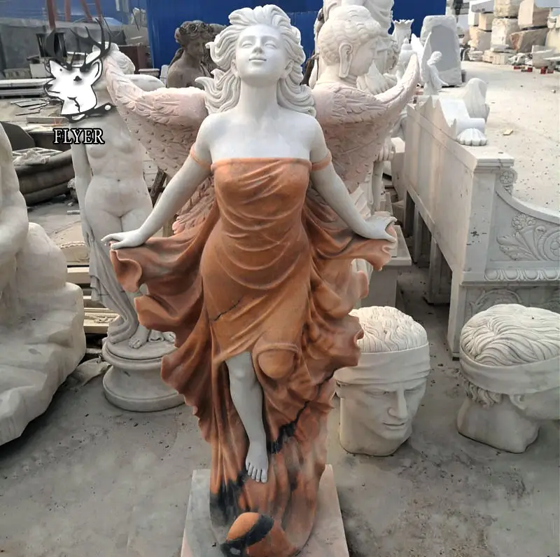 Batı yaşam boyutu melek taş heykel açılış kanatları el oyma büyük mermer melek heykel