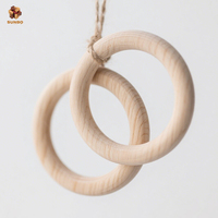 Ensemble de balançoire à anneau de suspension circulaire en bois SUNBO