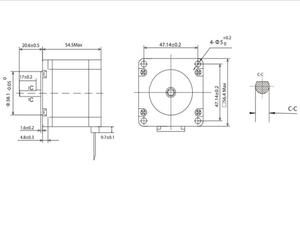 Motor paso a paso híbrido Shinano Kenshi STP-59D3074-2 de 1.22 Nm, 2 fases, conexión directa de 4 hilos, 23 pasos, diámetro de eje de 6.35 mm - Product Image 2