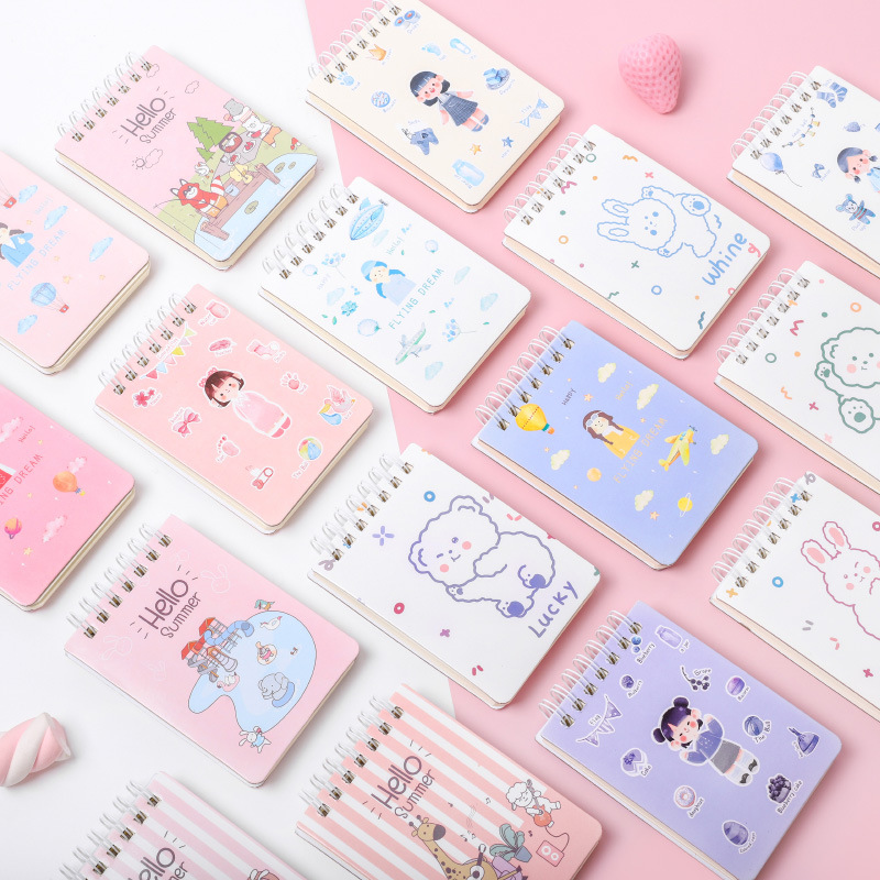 Оптовая продажа, маленький студенческий блокнот на катушке, мини портативный блокнот с вкладышами, карманная книга A7