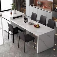 Table à manger rectangulaire de luxe légère en marbre haut de gamme, design artistique créatif pour villa et maison, table de cuisine télescopique en dalle de roche, bar à thé