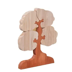 HOYE CRAFTS Custom Wooden Table Decoration Wedding Tree Shape Stacking Blocks Wood Crafts