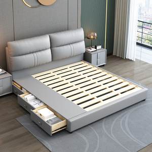 Italian Minimalist <b>Soft</b> <b>Bed</b> 1.8m Double Storage Box <b>Bed</b> Bedroom Furniture High Box Design - Product Image 2